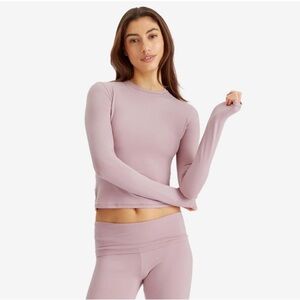 SKIMS Dusk Rose Quartz Cotton Jersey Long Sleeve Blush Pink Everyday T-Shirt Tee